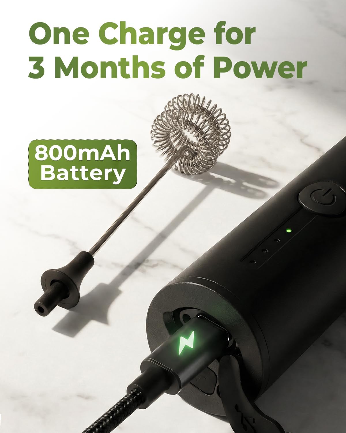 Electric Milk Frother Handheld Rechargeable, Handheld Foam Maker