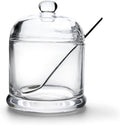 HillSpring Thick Glass Salt Cellar with Stainless Steel Spoon, Clear Container for Kosher, Sea, Himalayan Salt, Sugar, Pepper, Heavyweight Spices Jar, 10 oz (1, Transparent, Medium)