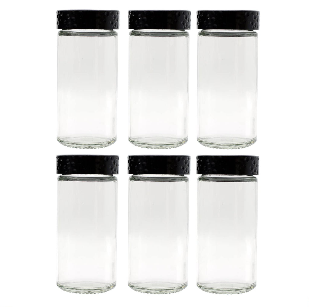 Tianifa 2 Pcs Black Spice Jars, 3 oz Glass Seasoning Bottles, Spices Container, Empty Spice Jars, Round Spice Bottles with Airtight Plastic Caps with Shaker Lids (2, clear)