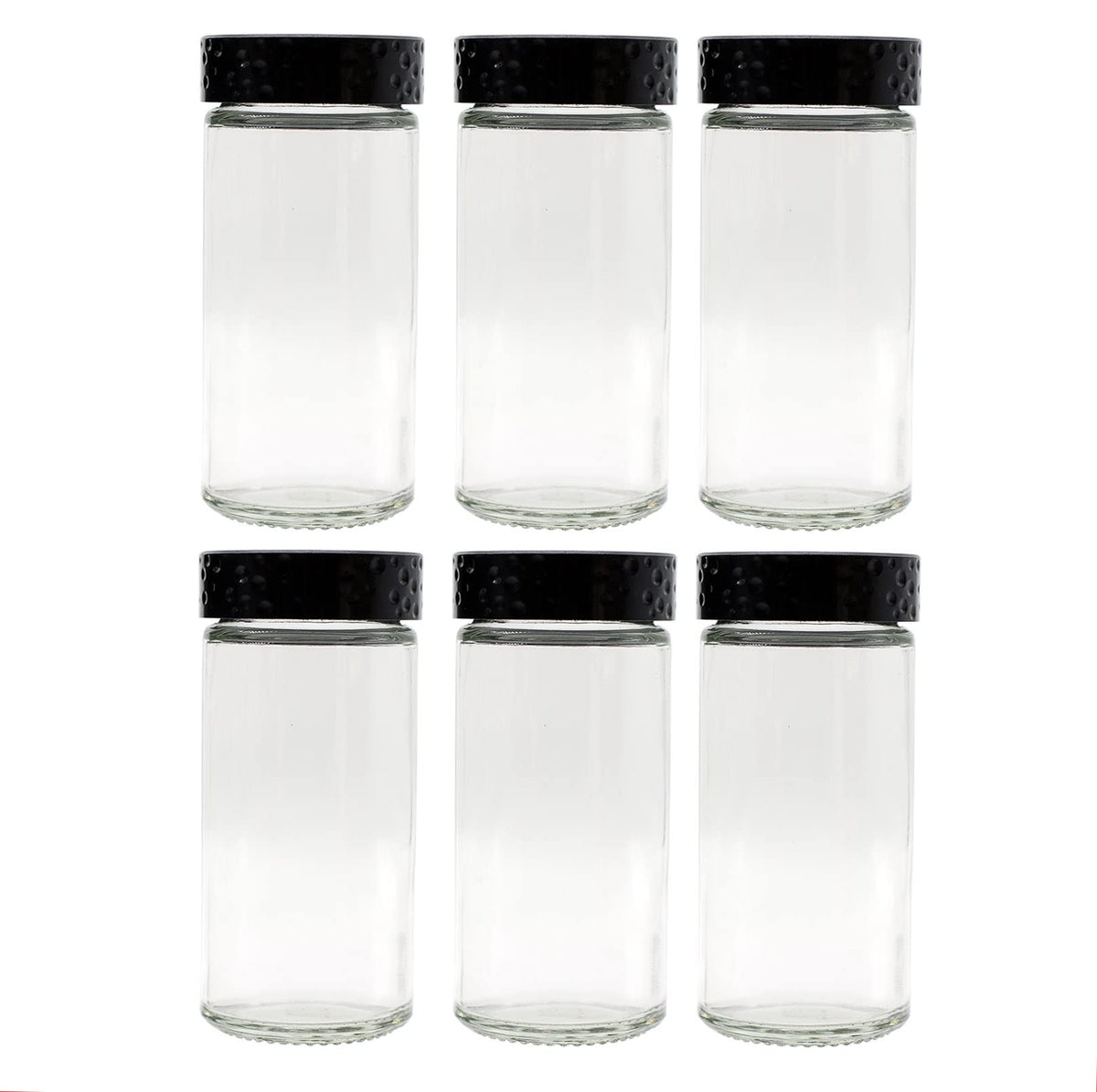 Tianifa 2 Pcs Black Spice Jars, 3 oz Glass Seasoning Bottles, Spices Container, Empty Spice Jars, Round Spice Bottles with Airtight Plastic Caps with Shaker Lids (2, clear)