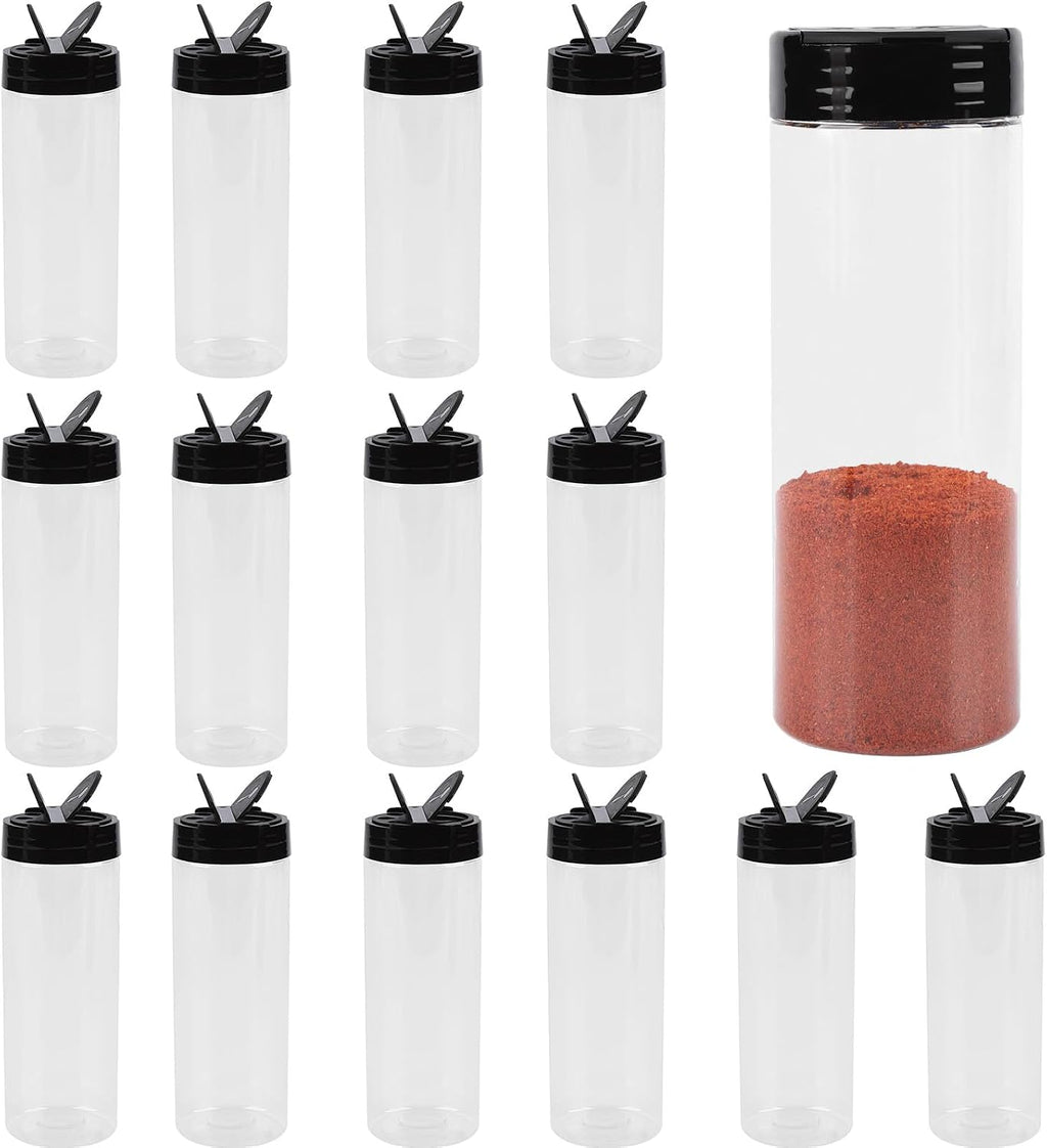15 Pack 8.5 oz Plastic Spice Jars with Shaker Lids