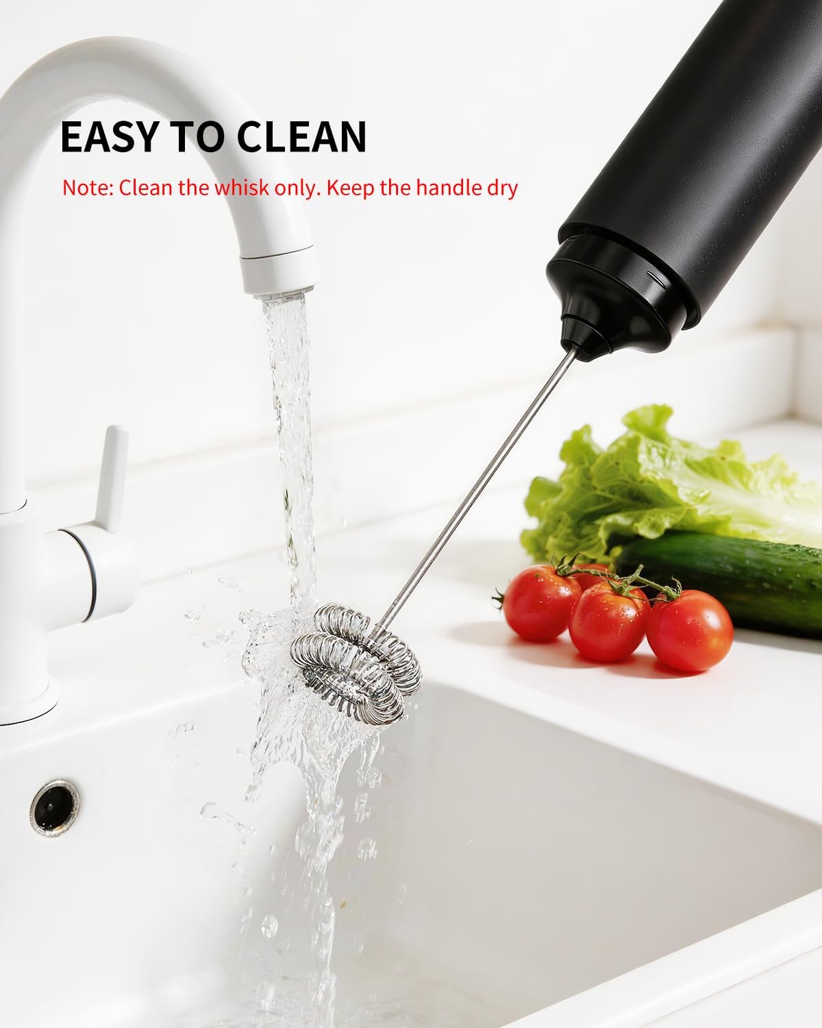 CIRCLE JOY Rechargeable Milk Frother Handheld, Dual Coil Whisk Head Electric Coffee Frother, Portable Hand Frother Wand Drink Mixer for Matcha Lattes Cappuccino, Kitchen Gifts, Black