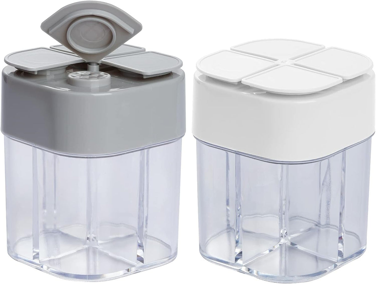 2 Pack Spice Container Salt and Pepper Seasoning Shaker Jars White Grey