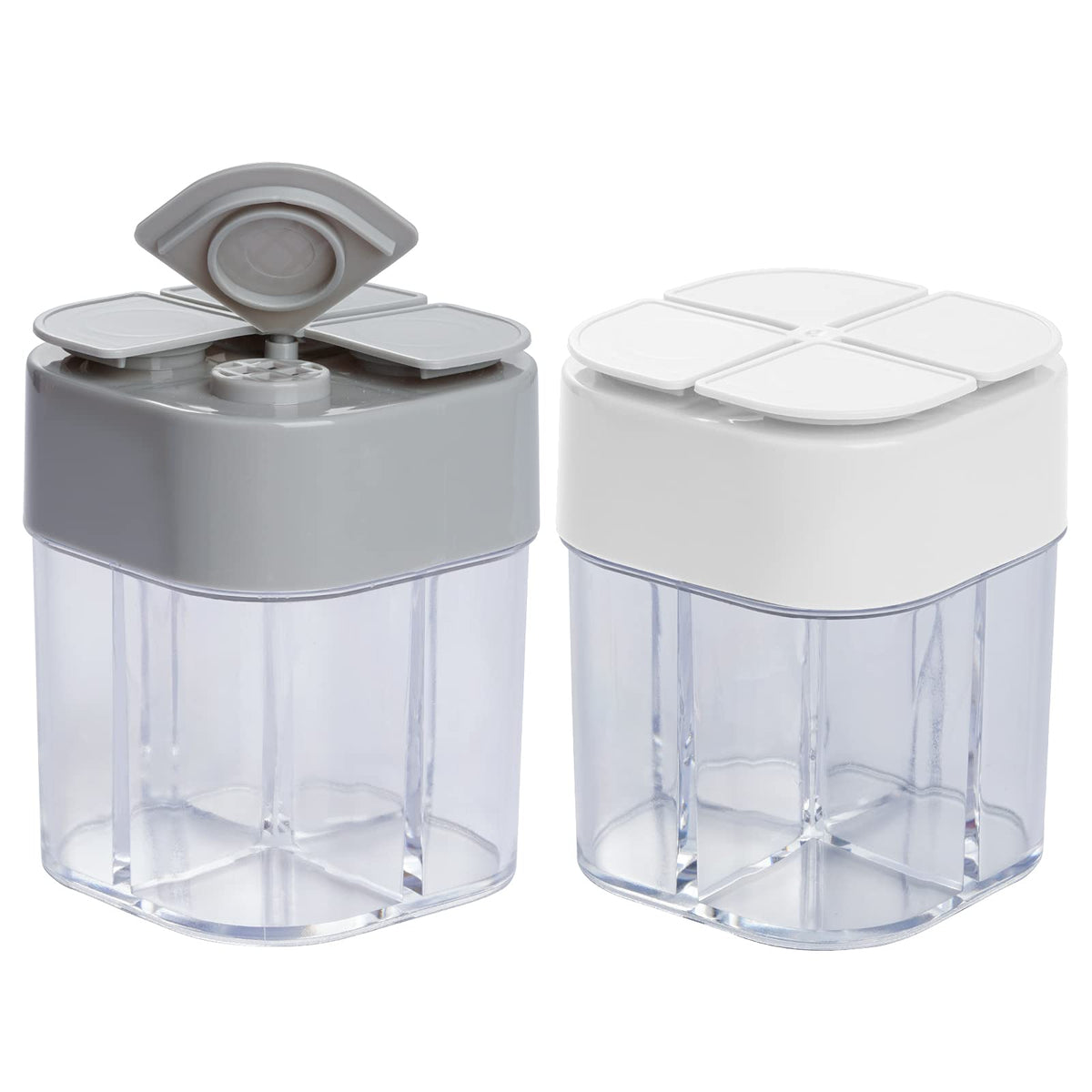 2 Pack Spice Container Salt and Pepper Seasoning Shaker Jars White Grey