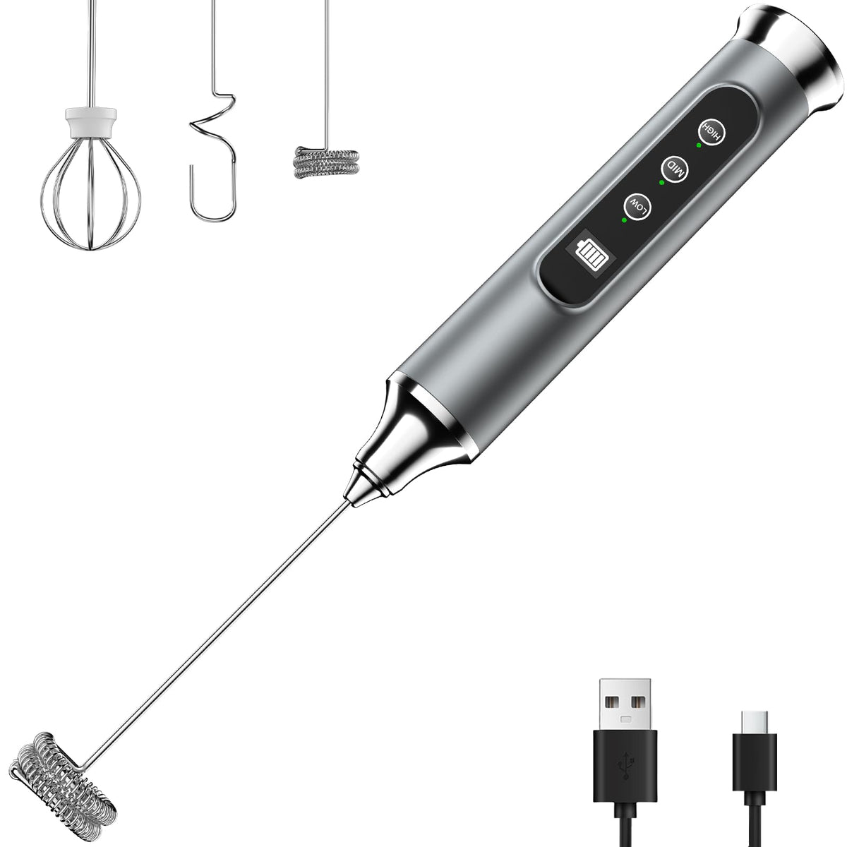 YUSWKO Milk Frother Wand for Coffee, Coffee Frother Handheld Drink Mixer