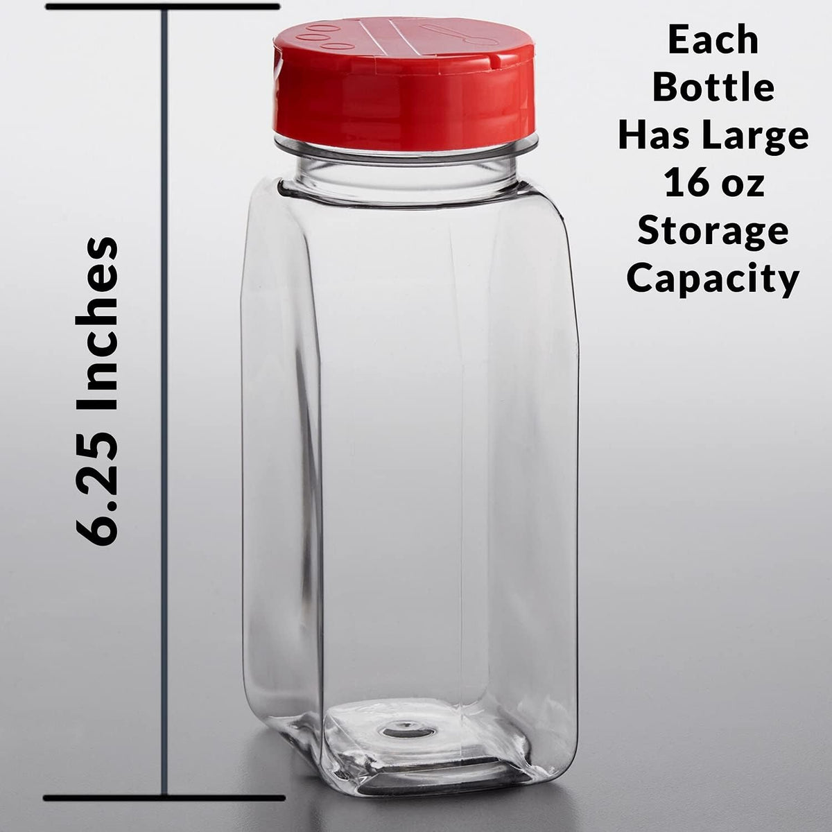 Skyway Supreme Large 16 OZ Plastic Spice Bottles Seasoning Containers Jars - Flap Cap Pour and Sifter Spice Shaker - Refillable Perfect For Storing Dispensing Herbs BBQ Rub - BPA Free - Set of 2