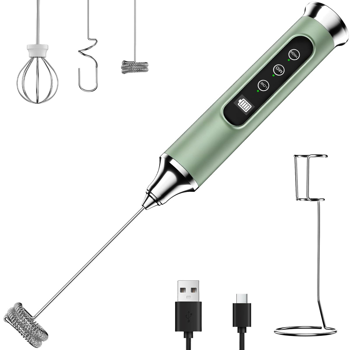 YUSWKO Milk Frother Wand for Coffee, Coffee Frother Handheld Drink Mixer