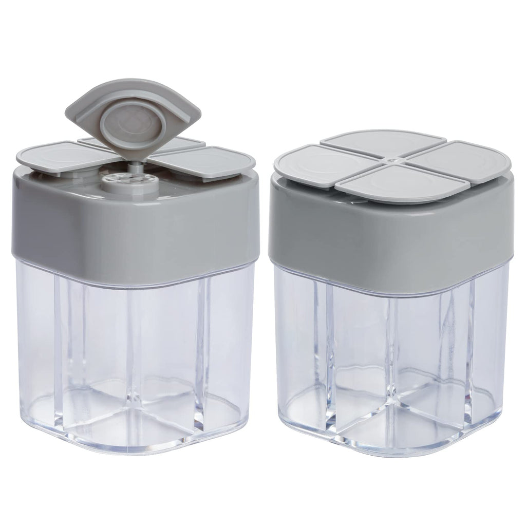 2 Pack Spice Container Salt and Pepper Seasoning Shaker Jars White Grey