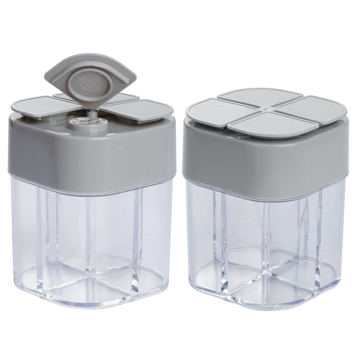 2 Pack Spice Container Salt and Pepper Seasoning Shaker Jars White Grey
