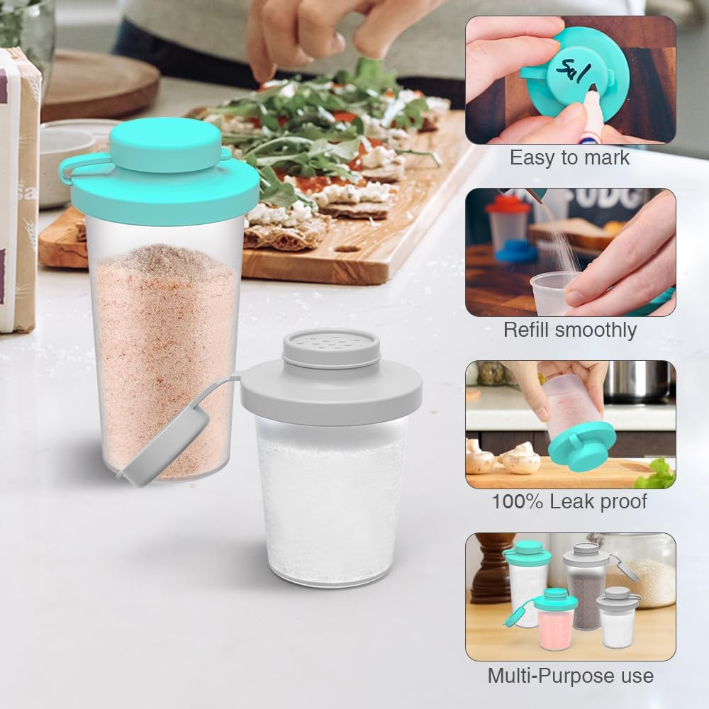 SOPHICO 3.2 & 4.5oz Salt and Pepper Shaker,With Moisture Proof silicone lid
