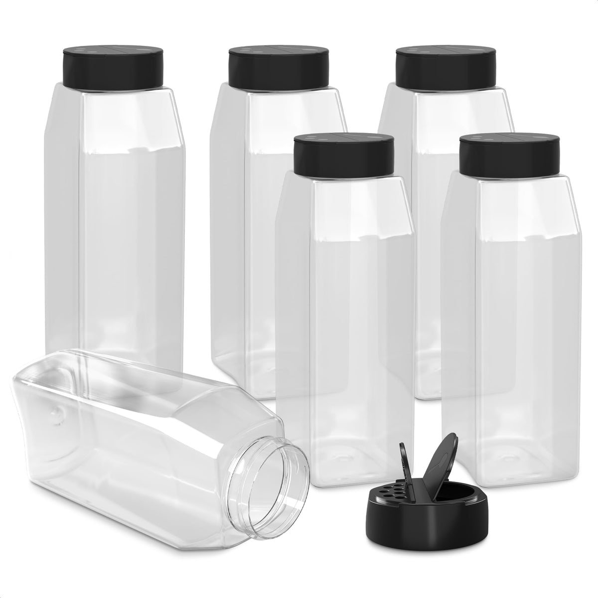 Reluen Large Seasoning Shaker Set of 2, 32 Oz Airtight Wide Mouth, Dual Lid