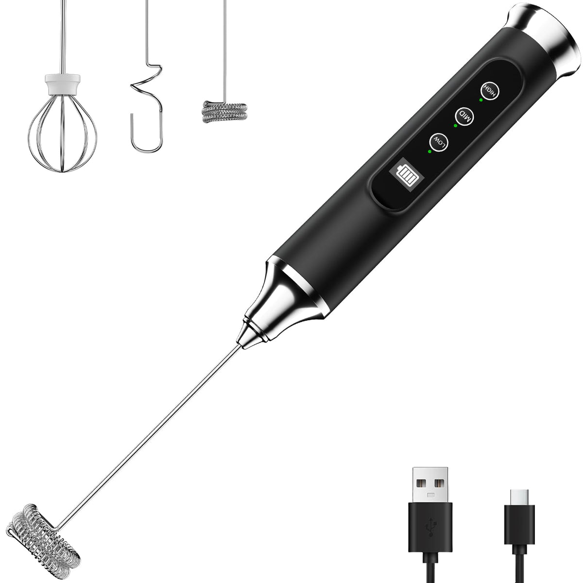 YUSWKO Milk Frother Wand for Coffee, Coffee Frother Handheld Drink Mixer
