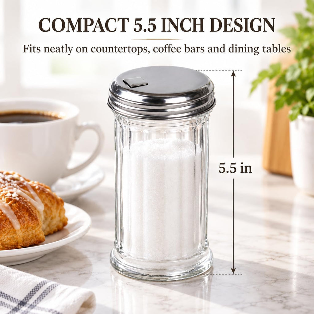 BNYD Glass Sugar Shaker Dispenser Pourer, 5.5 inch