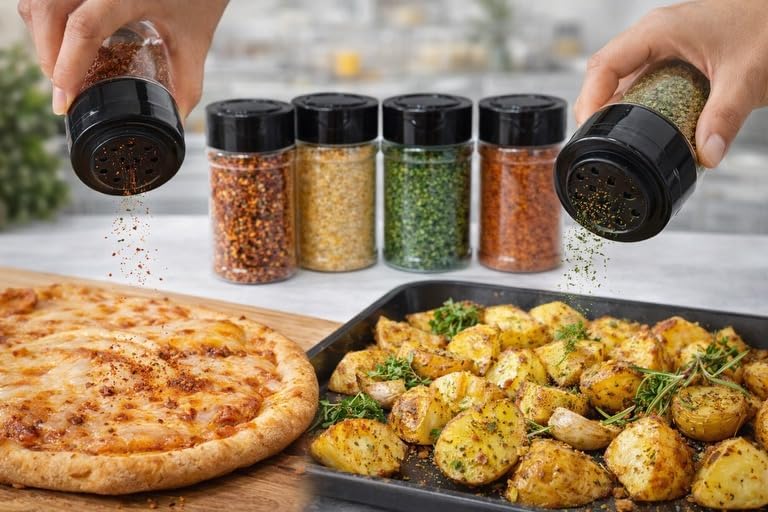 Clear Plastic Spice Shaker Bottle 100ml (6 Pack) – Empty Seasoning Container with Dual Flip Lid, BPA-Free Refillable Spice Jar for Salt, Pepper, Herbs & BBQ Rubs