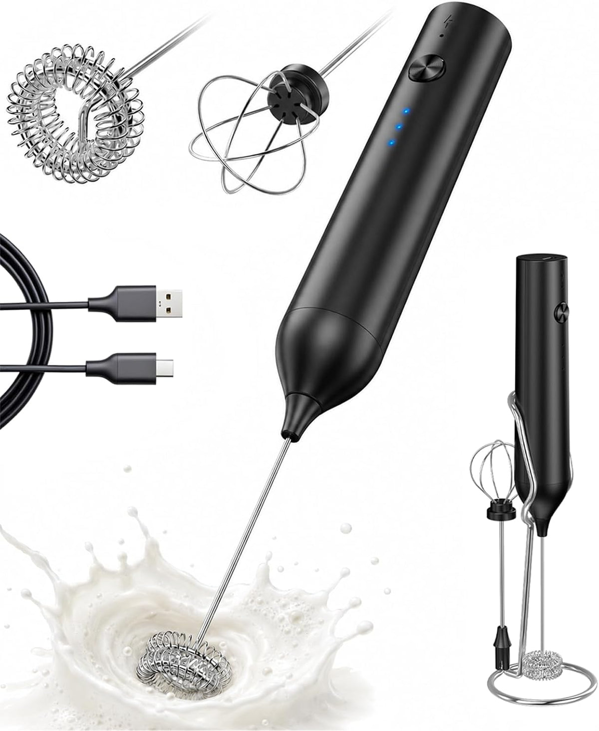 Rechargeable Milk Frother Handheld, hand mixer, Coffee Frother Handheld