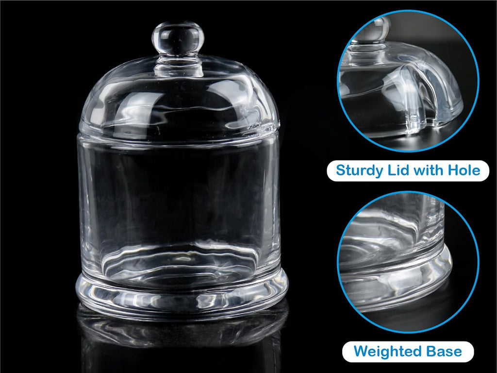 HillSpring Thick Glass Salt Cellar with Stainless Steel Spoon, Clear Container for Kosher, Sea, Himalayan Salt, Sugar, Pepper, Heavyweight Spices Jar, 10 oz (1, Transparent, Medium)