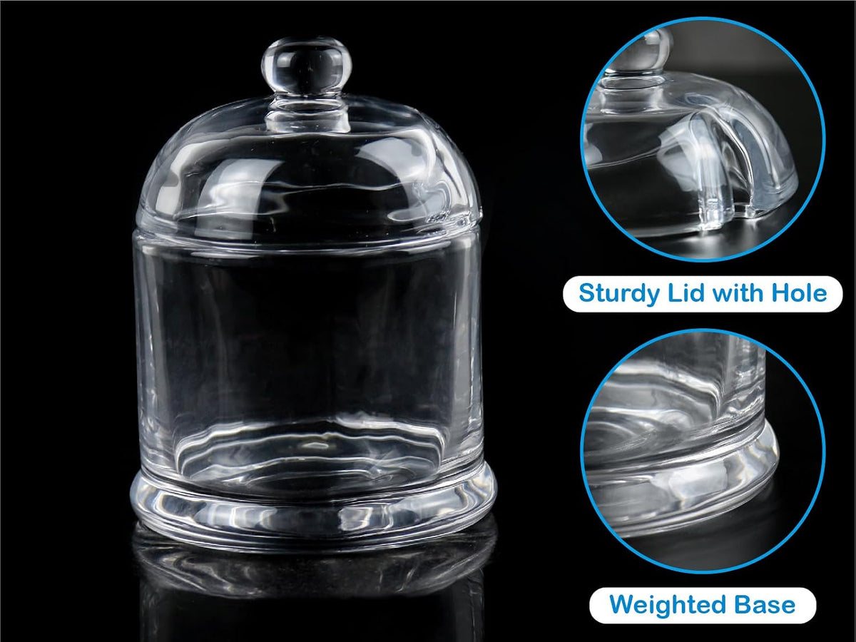 HillSpring Thick Glass Salt Cellar with Stainless Steel Spoon, Clear Container for Kosher, Sea, Himalayan Salt, Sugar, Pepper, Heavyweight Spices Jar, 10 oz (1, Transparent, Medium)