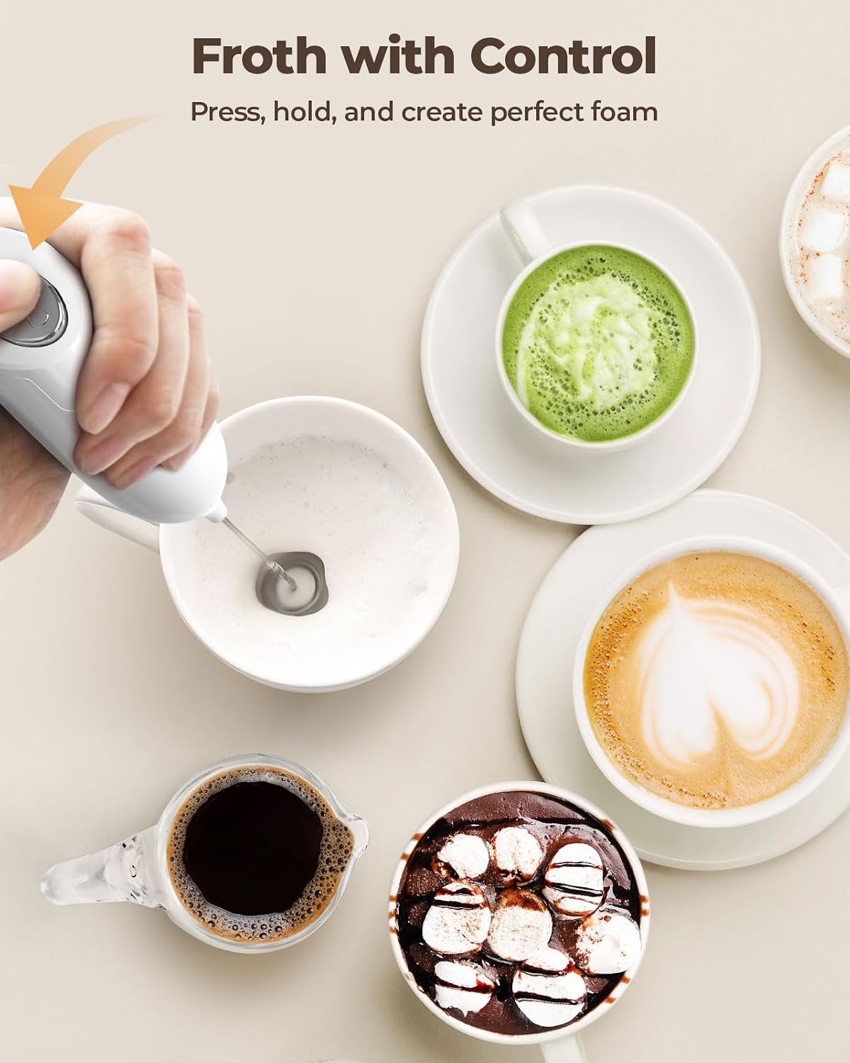 SIMPLETASTE Milk Frother Handheld Electric Foam Maker Battery Operated