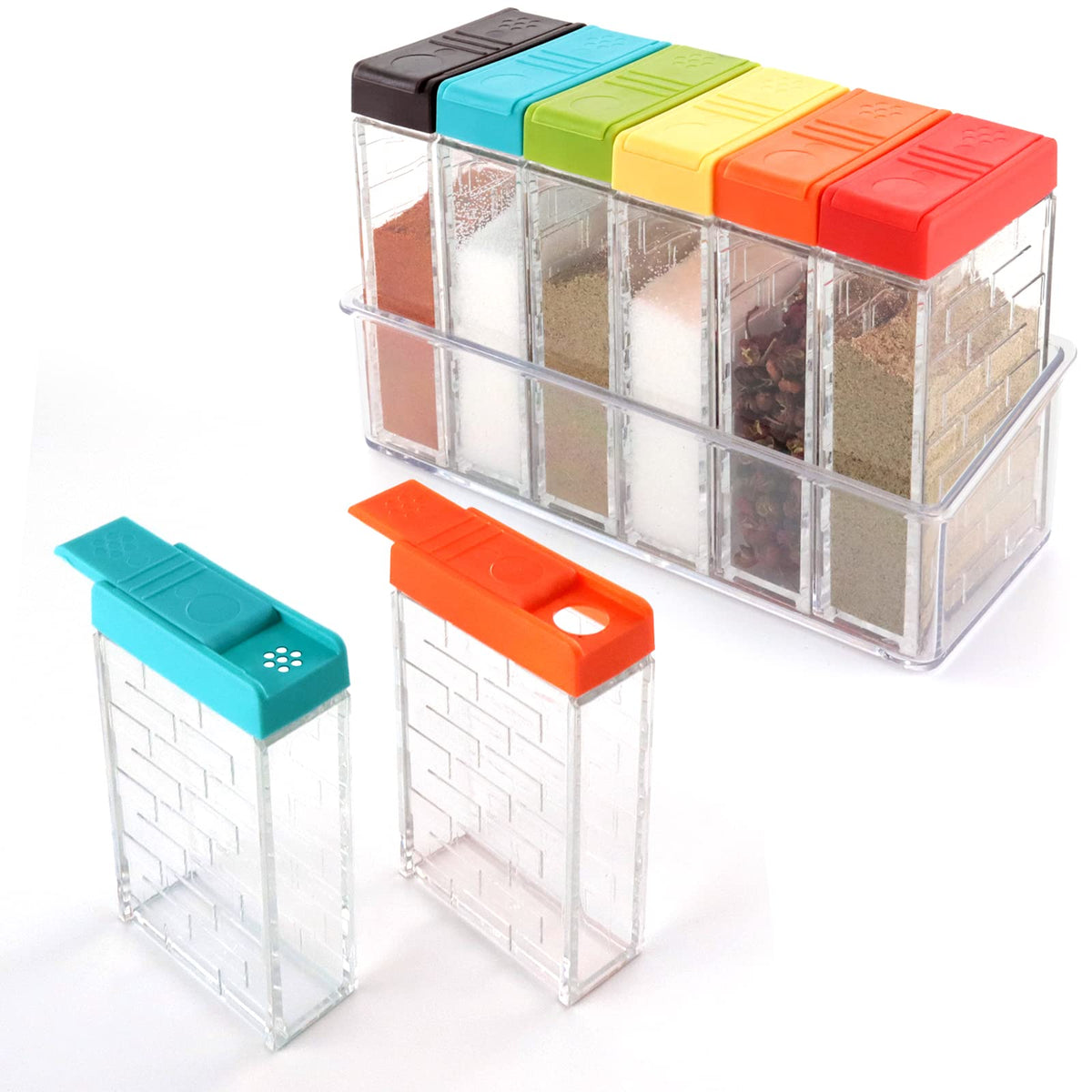 URALFA Multi Spice Containers, Plastic Spice Shaker, 24 Pack Color