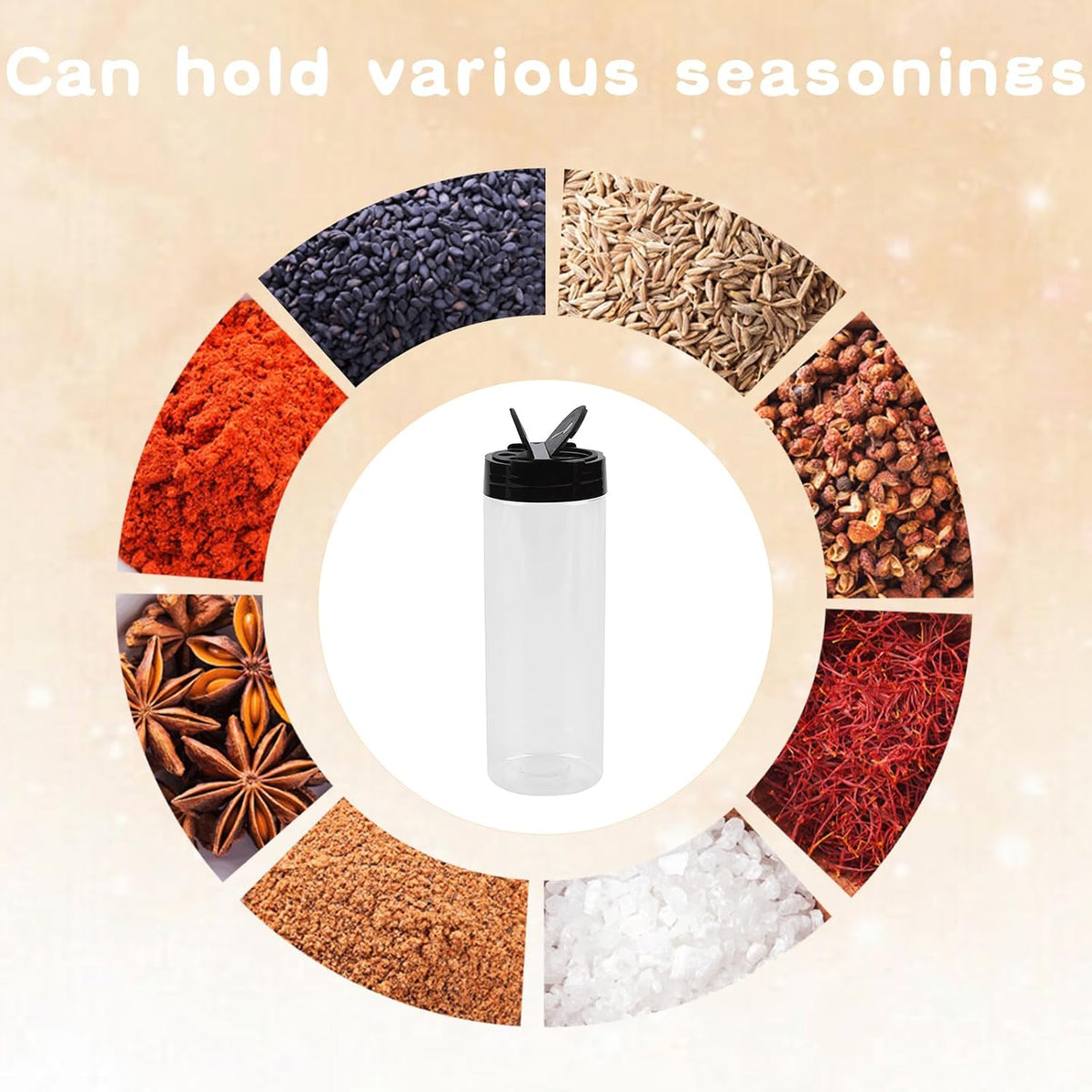 15 Pack 8.5 oz Plastic Spice Jars with Shaker Lids