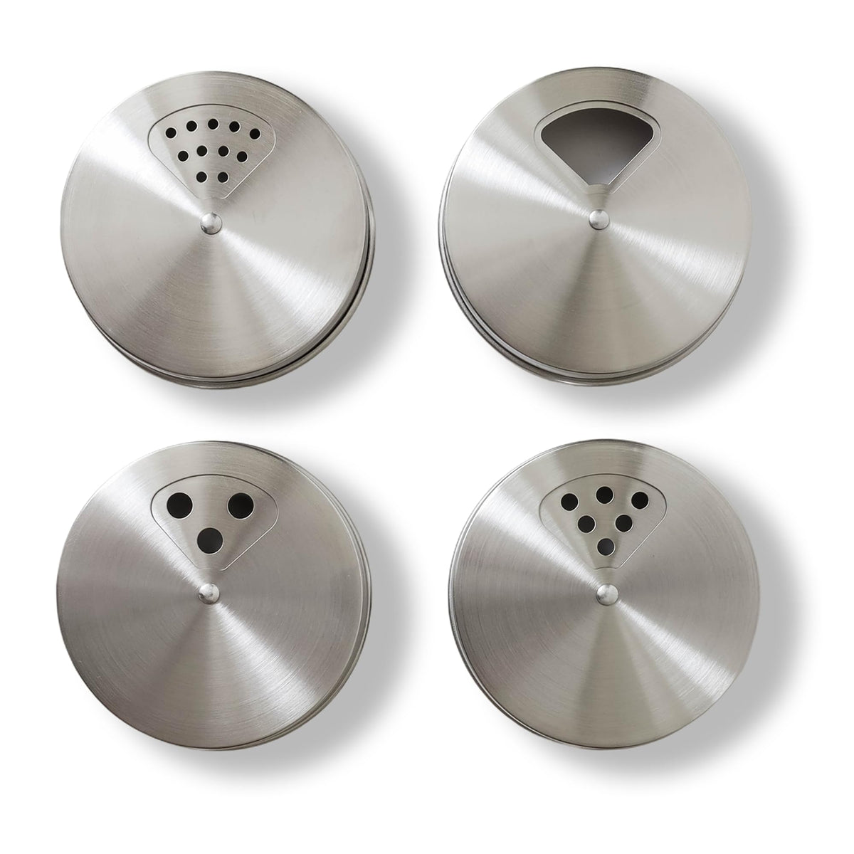 Mason Jar Shaker Lids Stainless Steel – Adjustable Spice & Seasoning Dispenser Tops for Regular Mouth Ball Canning Jars (4 Pack)