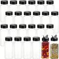 Tiaiidi 24 Pack 3.5 oz Square Plastic Spice Jars,Seasoning Containers with Black Screw Lids to Pour or Shake,Empty Storage Spice Containers for Spice,Powders,Peppers