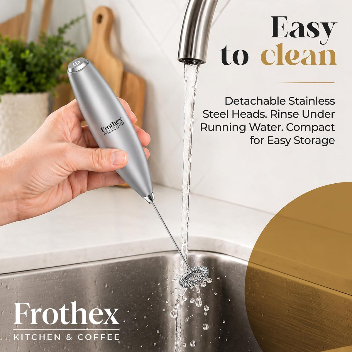 Milk Frother Handheld Electric Whisk with Stand & Batteries Coffee Latte