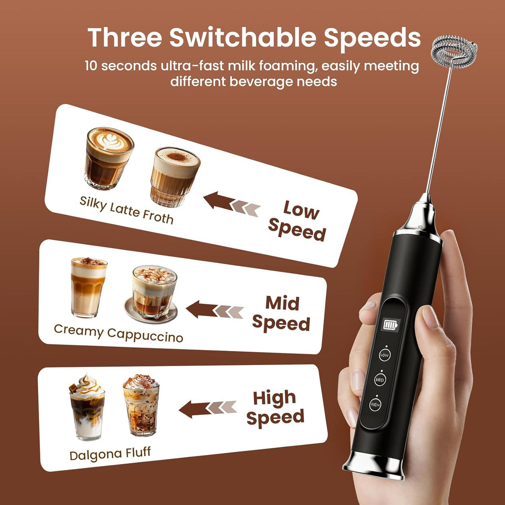 YUSWKO Milk Frother Wand for Coffee, Coffee Frother Handheld Drink Mixer
