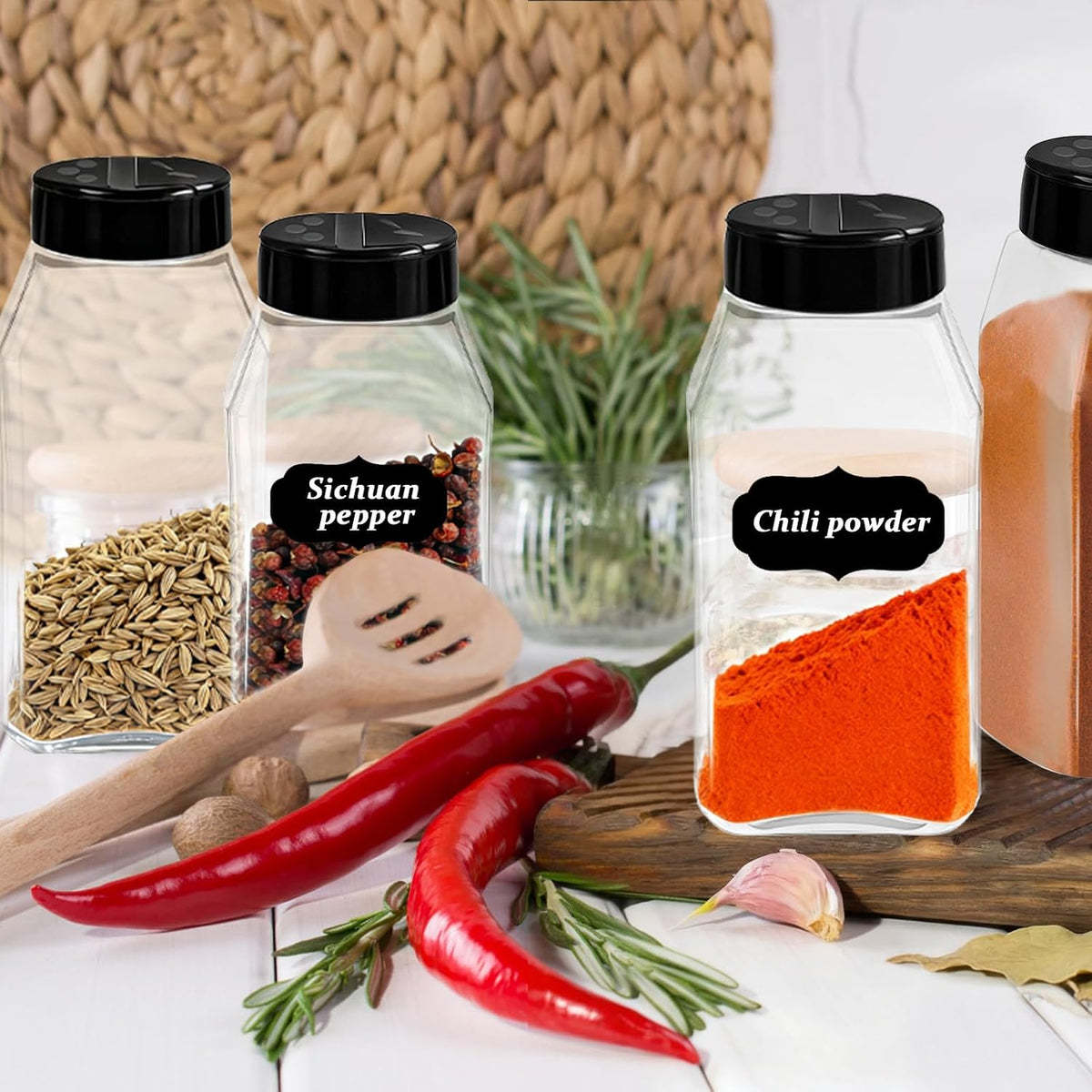 28 Pack 16 Oz Large Spice Jars Seasoning Containers Bottles with Label