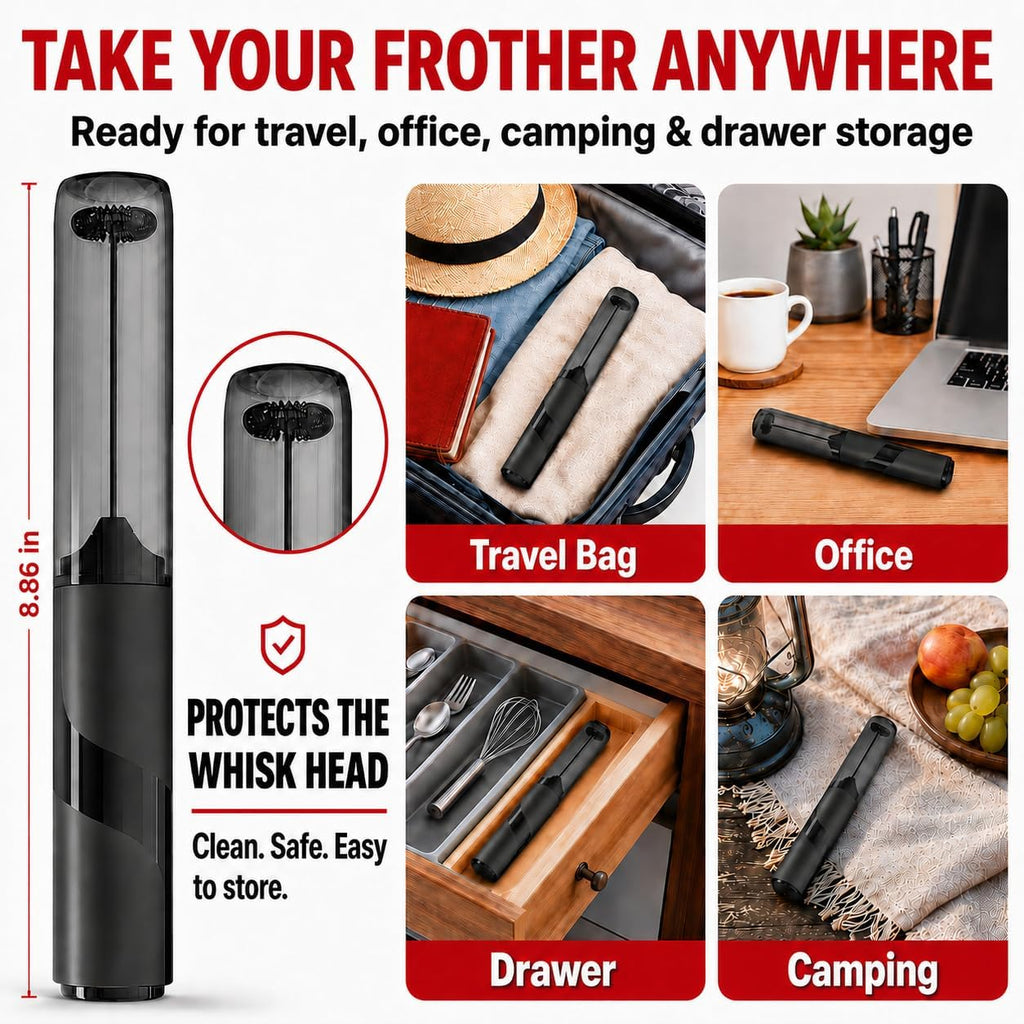 Portable Milk Frother Handheld - Travel Coffee Frother Handheld