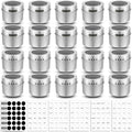 Bekith 20 Pack Magnetic Spice Jars, Magnetic Spice Containers for Refrigerator, Seasoning Tins with Clear Top Lid, 240 PVC Spice Label Set