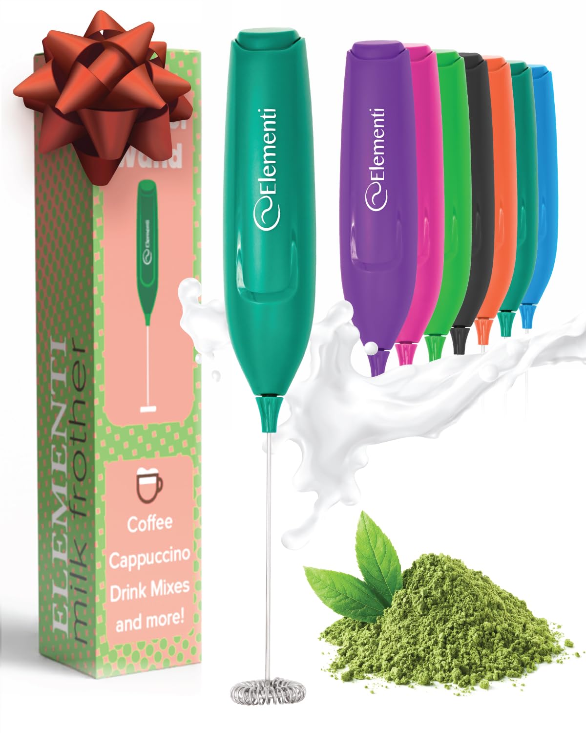 Elementi Frother Wand – Powerful Milk Frother & Coffee Stirrers Electric, Matcha Whisk for Dreamy Lattes, Powerful Coffee Mixer Wand & Blender Stirrer - Make Creamy Cappuccinos at Home (Black)