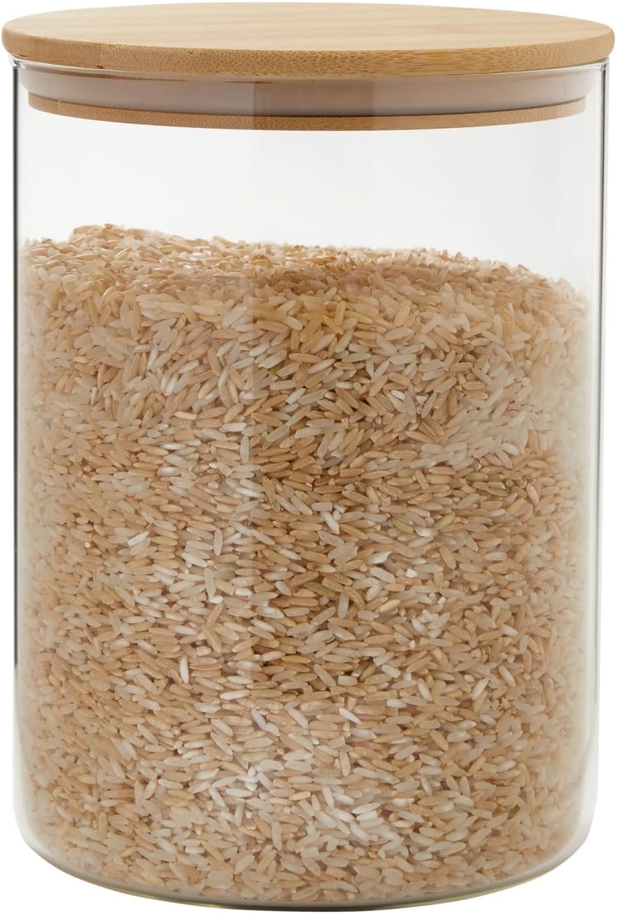 Juvale Flour Sugar Storage Containers - 2-Pack, 100 oz, Clear Glass Jars - Airtight Pantry Organizer & Countertop Food Storage - Rice Container & Spice Jar
