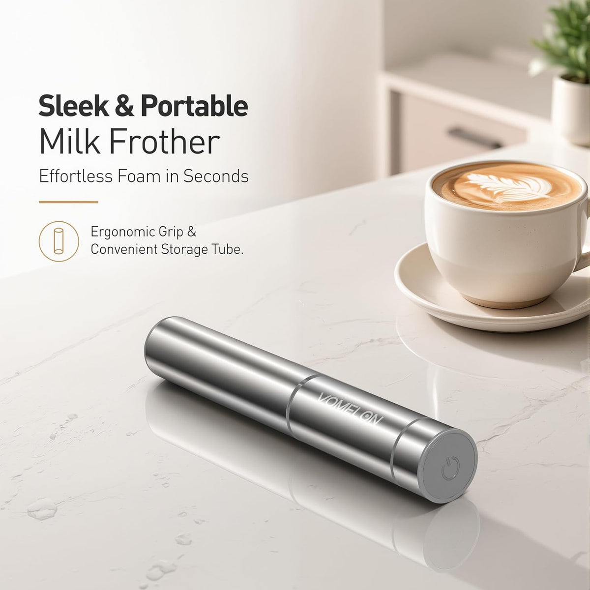 Milk Frother Handheld, Battery Operated Travel Coffee Frother Milk Foamer Drink Mixer with 2 Stainless Steel Whisks for Hot Chocolate, Batteries Included, Silver