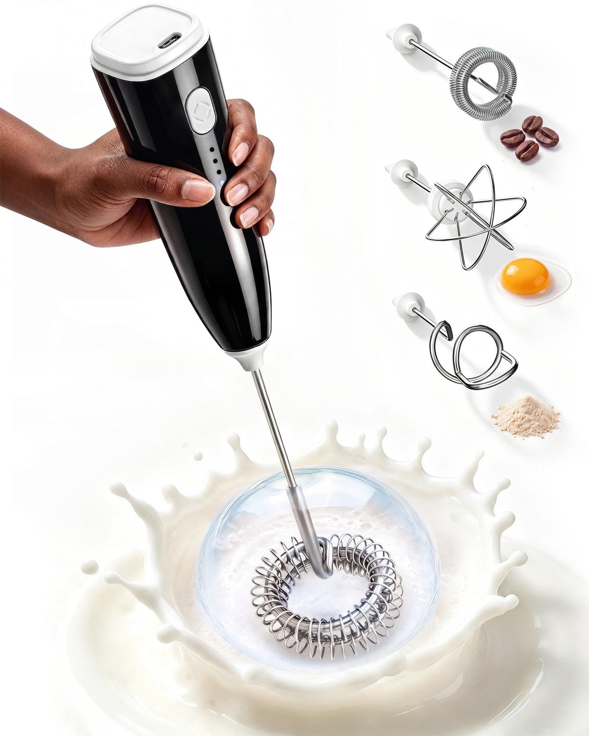Milk Frother Handheld,Portable Electric Drink Mixer&Wand,Egg Whisk-Yellow