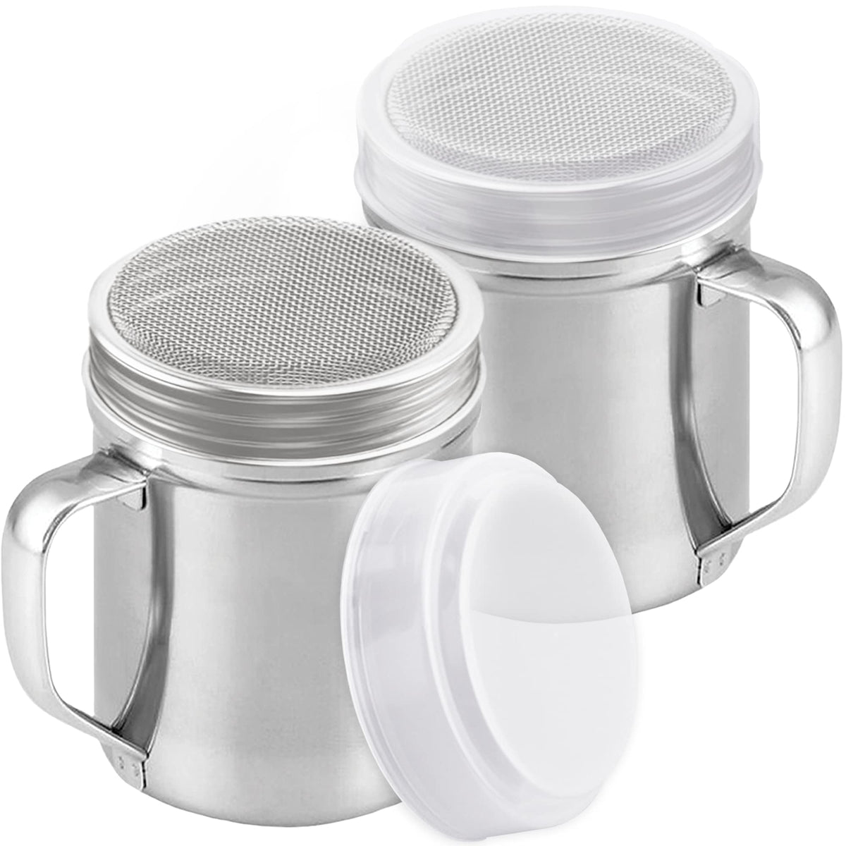 CUSINIUM Powdered Sugar Shaker Duster - With Handle - Cinnamon Shaker For Coffee Bar - Fine Mesh Dredge - 6 ounce, pack of 2 | Style: Fine