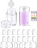 24PCS Loose Powder Containers, 10 ml Clear Small Travel Cosmetic Seasoning Dispenser Bottle with Labels