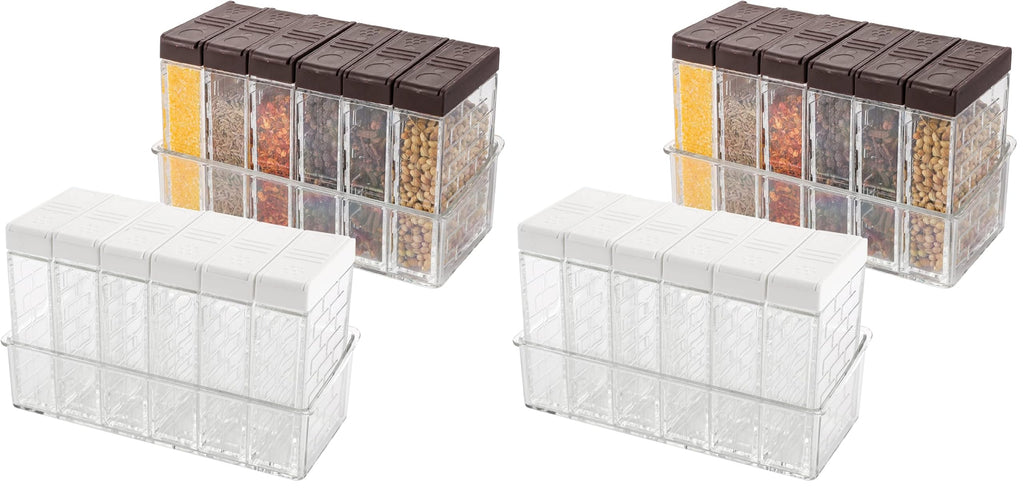 TOPZEA 12 Pcs Spice Shaker Jars, Plastic Seasoning Containers Dispenser Travel Seasoning Box with 2-in-1 Lids Empty Condiment Set for Storage Spice, Salt and Pepper, Clear