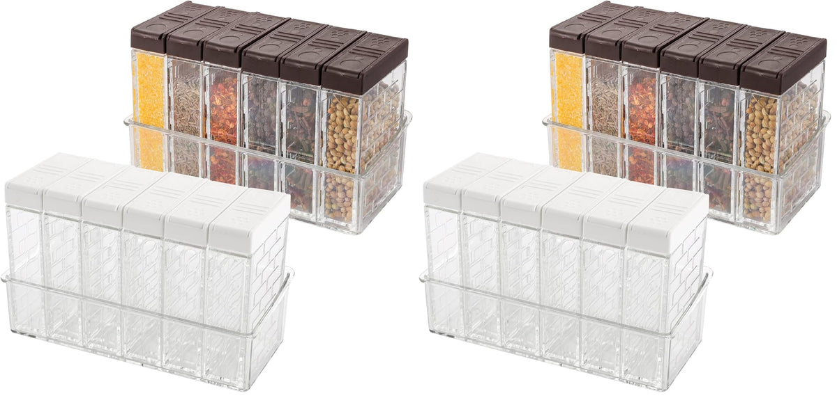 TOPZEA 12 Pcs Spice Shaker Jars, Plastic Seasoning Containers Dispenser Travel Seasoning Box with 2-in-1 Lids Empty Condiment Set for Storage Spice, Salt and Pepper, Clear