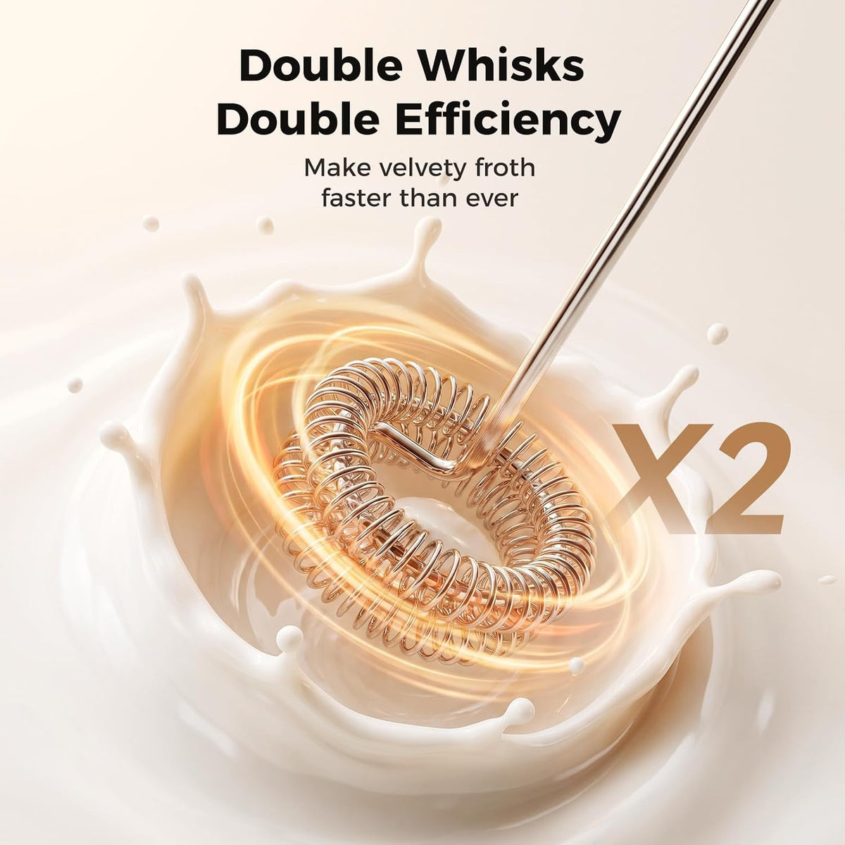 Rechargeable Milk Frother Handheld, 3 Speeds for Coffee, Latte