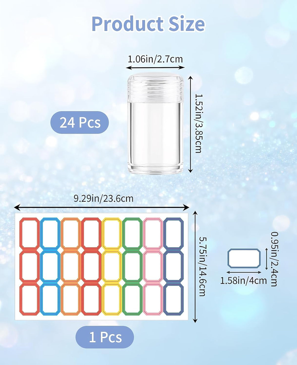 24PCS Loose Powder Containers, 10 ml Clear Small Travel Cosmetic Seasoning Dispenser Bottle with Labels