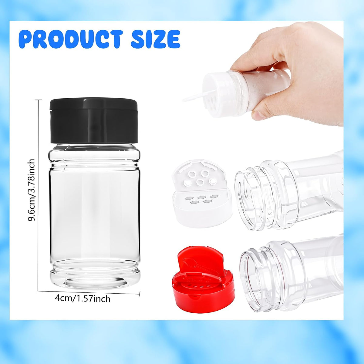 48 Pack 2.7 oz Plastic Spice Jars with Lids Small Empty Clear Spice Bottles Seasoning Shaker Containers for Kitchen Travel Camping Spice Organization, 3 colors