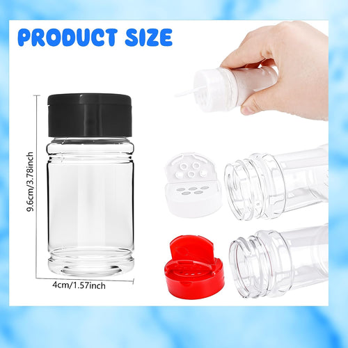 48 Pack 2.7 oz Plastic Spice Jars with Lids Small Empty Clear Spice Bottles Seasoning Shaker Containers for Kitchen Travel Camping Spice Organization, 3 colors