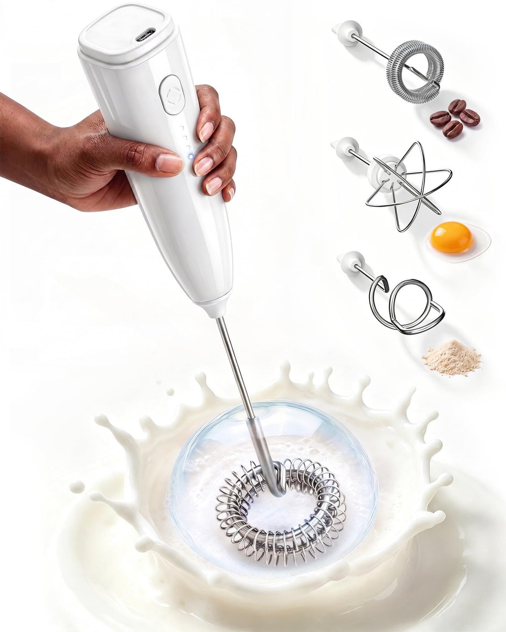 Milk Frother Handheld,Portable Electric Drink Mixer&Wand,Egg Whisk-Yellow