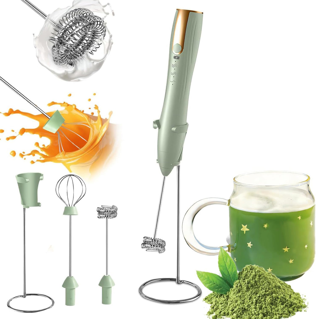 Rechargeable Handheld Milk Frother Wand with Stand
