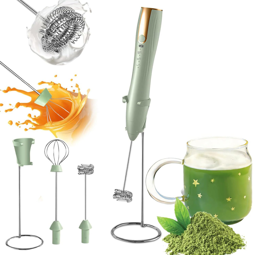 Rechargeable Handheld Milk Frother Wand with Stand