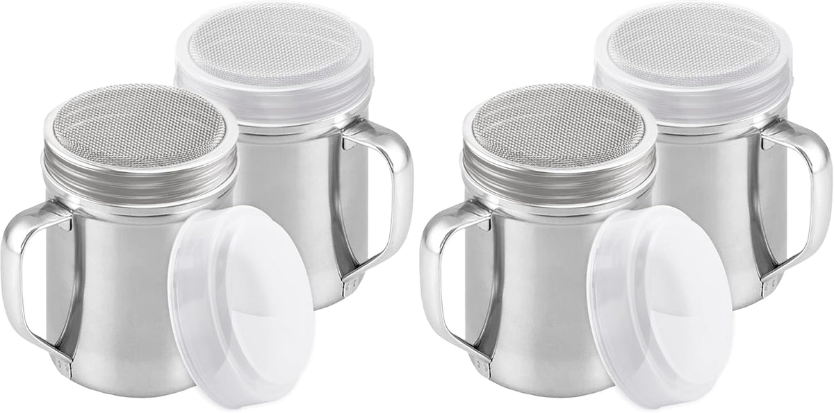 CUSINIUM Powdered Sugar Shaker Duster - With Handle - Cinnamon Shaker For Coffee Bar - Fine Mesh Dredge - 6 ounce, pack of 2 | Style: Fine