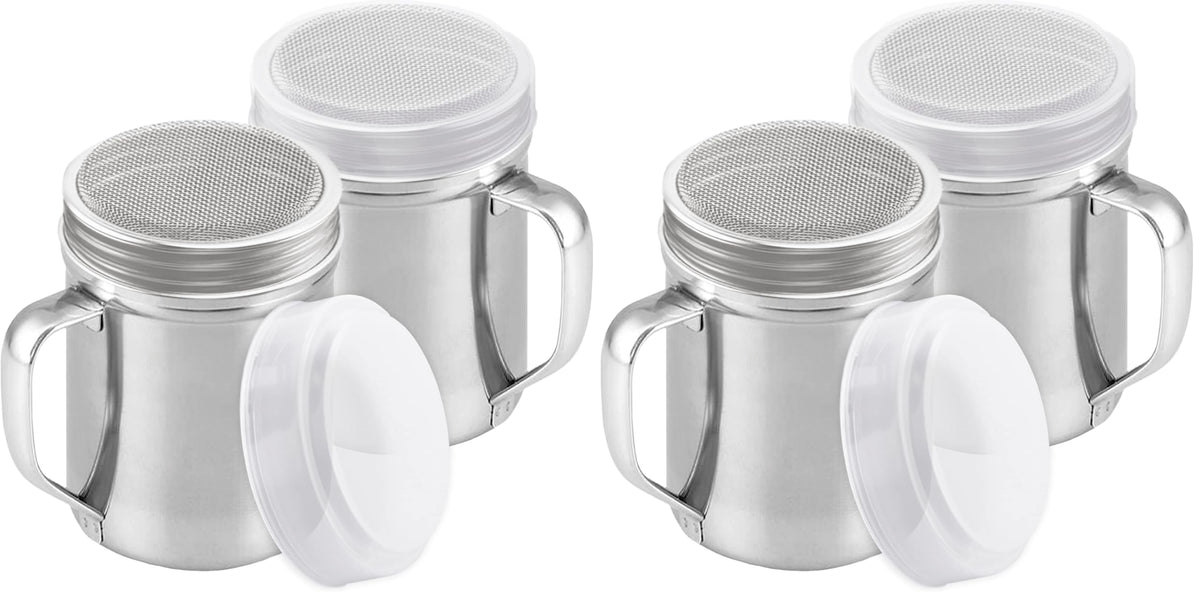 CUSINIUM Powdered Sugar Shaker Duster - With Handle - Cinnamon Shaker For Coffee Bar - Fine Mesh Dredge - 6 ounce, pack of 2 | Style: Fine