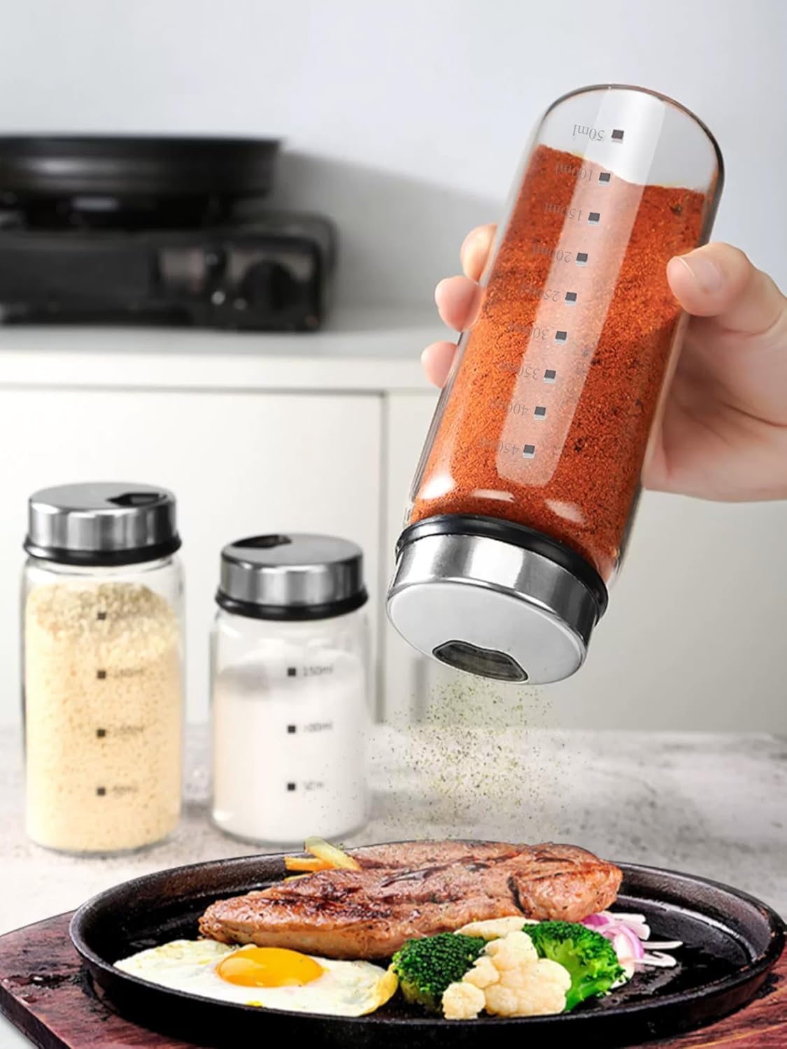 15 oz Large Salt Pepper Shakers with 3 Adjustable Outlet Holes
