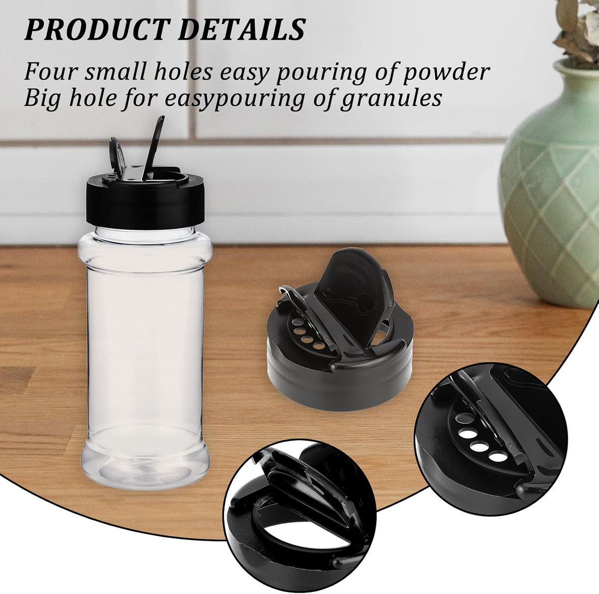 Molain 5 PCS Empty Spice Jars 3oz with Shaker Lids Plastic Seasoning Containers Clear Seasoning Bottles to Pour or Shake for Spice, Powders, Peppers, Salt for Spice Rack, Drawer, Cabinet